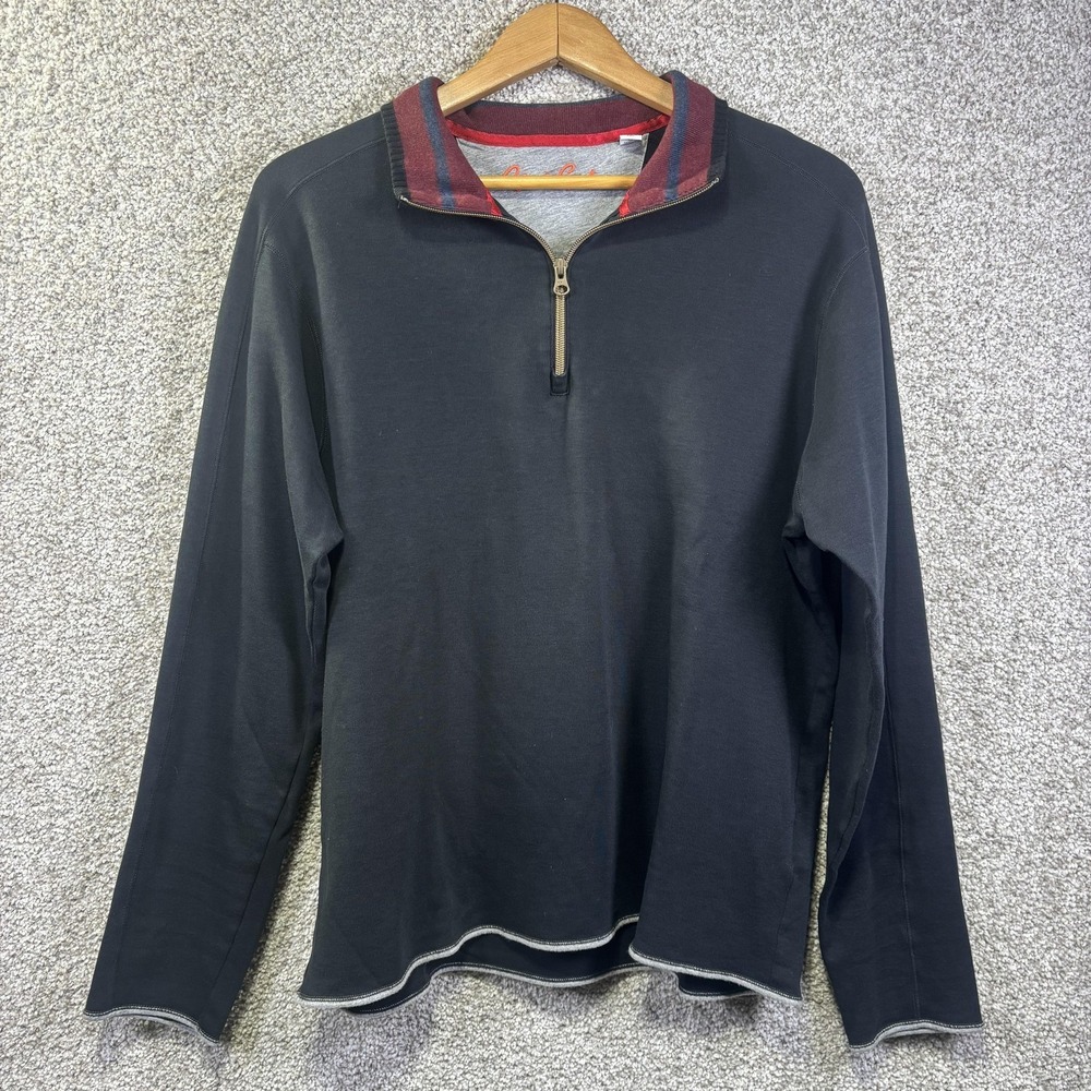 Robert Graham Pullover Mens Large Black 1/4 Zip Long Sleeve Classic Fit Shirt